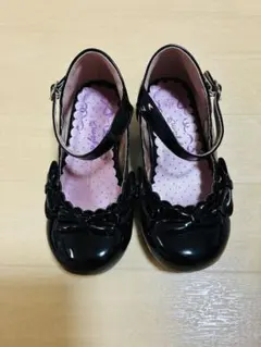 リボン付きブラックフォーマルシューズ