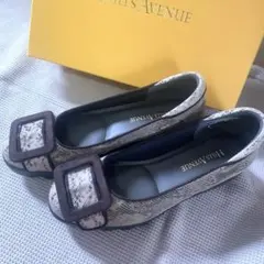 美品】 HILLS AVENUEパンプス オープントゥ シルバー スパンコール