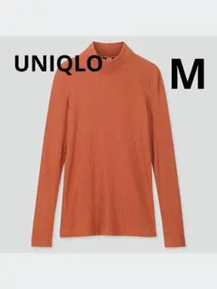 ユニクロ　リブハイネックT（長袖）レディース　オレンジ　Mサイズ