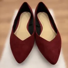 ポインテッドトゥ フラットパンプス ボルドー 23.5cm