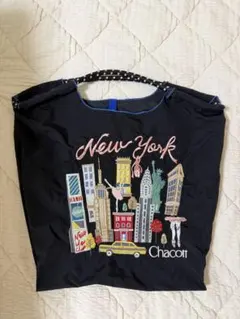 ボール＆チェーンChacott ニューヨーク刺繍エコバッグ Lサイズ ブラック ボールアンドチェーン チャコットコラボ エコバッグ ニューヨーク