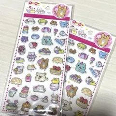 ぷっくりシール　2枚セット　動物　食べ物　お菓子