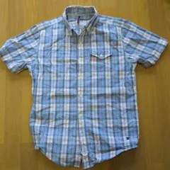 FLASH REPORT フラッシュリポート チェックシャツ 半袖 ブルー Mのサムネイル