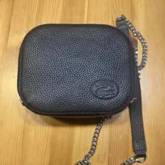 【美品】LACOSTE ラコステレザー ショルダーバッグ 黒