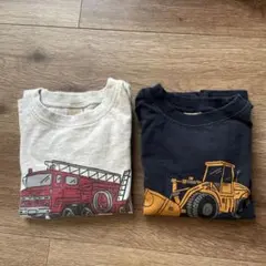 petit main 消防車・ブルドーザー　Tシャツ 90サイズ 2枚セット