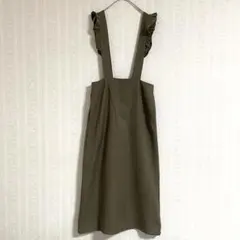 サマンサモスモスブルー フリルショルダー ジャンパースカート カーキ F