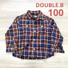 DOUBLE.B チェック柄 長袖シャツ 100
