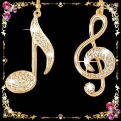 音符×ジルコニア☆揺れるイヤリング☆ロングイヤリング1ビジューラインストーン1