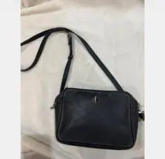 【ジャンク品】ケイトスペード　ショルダーバッグ　レザー　黒　ブラック　ロゴ金具