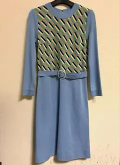 幾何学模様 ワンピース 昭和レトロ ビンテージ 70s