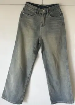 SHEIN ワイドレッグ ウォッシュド ハイウエスト カジュアルジーンズ