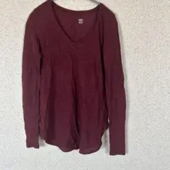 Mossimo バーガンディ Vネック長袖Tシャツ XSサイズ　シンプルのサムネイル