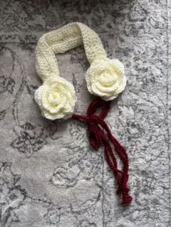 イヤーマフ　バラ　ハンドメイド　編み物