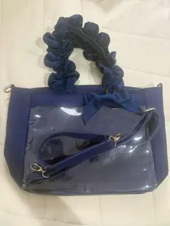 ザッカマートA4多機能2WAYハンドルフリルトートバッグ　ネイビー