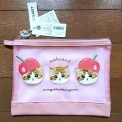 モフサンド もぎたてにゃん 刺繍 メッシュポーチ ピンク mofusandのサムネイル