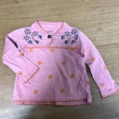 DENIM & DUNGAREE ピンク 花柄　長袖　Tシャツ サイズ2
