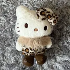 【正規品-新品未使用】ハローキティ ヒョウ柄 ぬいぐるみキーホルダー ブラウン