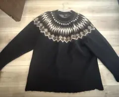 ウール ノルディック柄 セーター 黒