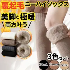 裏起毛 ソックス/レディース/ニーハイソックス あったか靴下 ハイソックス３足組
