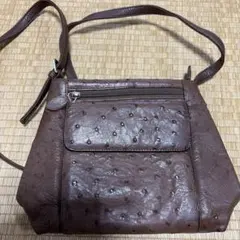 オーストリッチ　ブラウン　ショルダーバッグ