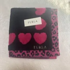 【新品】FURLA ハート ヒョウ柄 タオルハンカチ