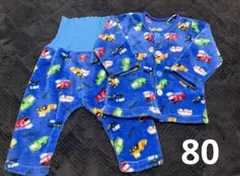 フリース ベビーパジャマ 車両柄 80