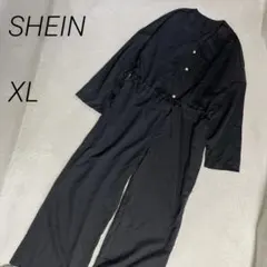SHEIN　ジャンプスーツ　オールインワン　ドロスト　Vネック　ワイドパンツ