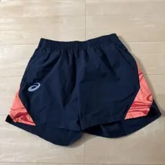 asics短パン 黒/オレンジ