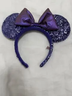 紫色スパンコールミッキー耳カチューシャ