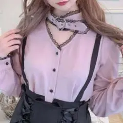 MARS マーズ ハート ベルト バックル ブラウス ピンク