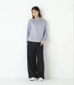 ヒューマンウーマン HUMAN WOMAN ノーカラータックブラウス