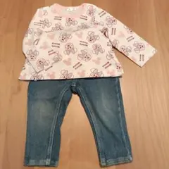 【セット販売 80cm】ミニーちゃんロンT＆デニム