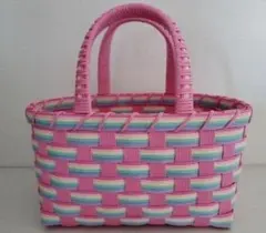 エコクラフト　ピンクのかごバック