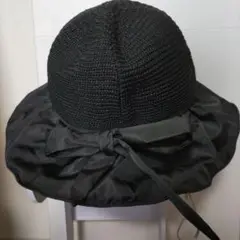 ブラックリボン付きアウトドアハット