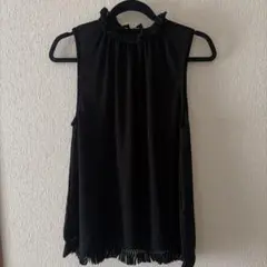 ZARA ノースリーブ フリル ブラック Sサイズ