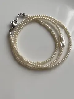 淡水パールネックレス　極小ベビーパール　バロックパール　ゆったりめ