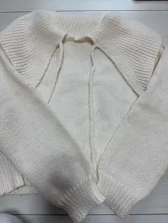 W CLOSET アイボリー 長袖ニット BIG襟