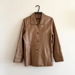 古着　レザー風ジャケット　長袖　ブラウン
