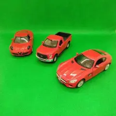 プルバックカー　3台セット　レッド　玩具　おもちゃ