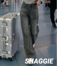 SHAGGIE オーロララインストーン付きヴィンテージルーズデニムパンツ