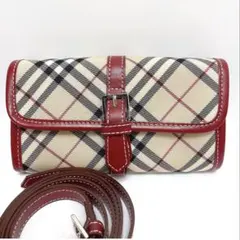 美品✨ バーバリーブルーレーベル お財布ショルダー ウォレット ノバチェック