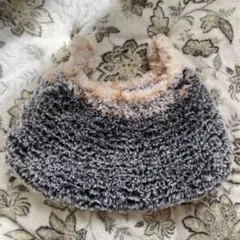 グレー　ベージュ　ハンドメイド ふわふわフェイクファー バッグ