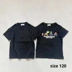 男の子　Tシャツ　120 保育園　まとめ売り　マリオ　ミッキー　半袖　黒