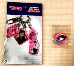 名探偵コナン 毛利蘭　3連アクリルキーホルダー 鳥取コナン空港限定缶バッジ