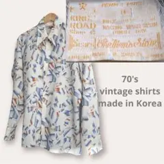 【半額】70's vintage 柄シャツ カラーシャツ レーヨン シルク 古着