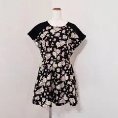 マジェスティックレゴン　フレンチスリーブフレアワンピース　バラ　花柄【Ｆ】