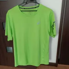asics 蛍光グリーン ランニングTシャツ Lサイズ