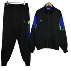 90s puma プーマ ビンテージジャージセットアップ 刺繍ロゴ ブラック