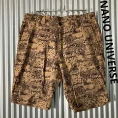 ナノユニバース ペイズリー ハーフパンツ ショーツ 茶 ブラウン ベージュのサムネイル