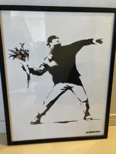 Banksy Flower Thrower アートフレーム